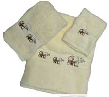 Kellsson Linens Embroidered Towels Brown Bear Lodge Collection- Ivory