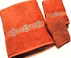 Kellsson Linens Embroidered Towels Chimayo SW Papaya 