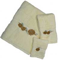 Kellsson Linens Embroidered Towels Pinecones Lodge Collection- Ivory