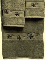 Kellsson Linens Embroidered Towels Black Bear Lodge Collection- Sage