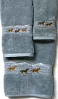 Kellsson Linens Embroidered Towels Horses Smoke