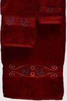 Kellsson Linens Embroidered Towels Ropin Shoes Garnet