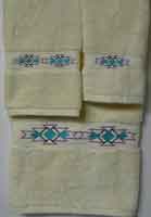 Kellsson Linens Embroidered Towels Southwest 1 Ivory Collection
